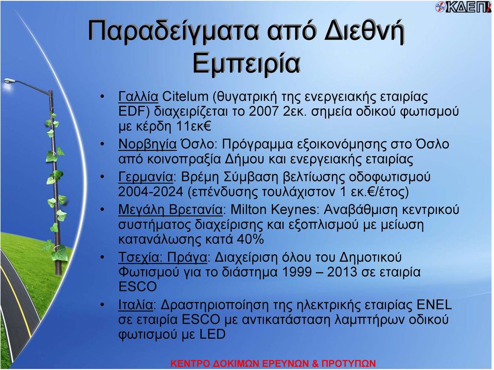 οδοφωτισμού 2004-2024 (επένδυσης τουλάχιστον 1 εκ.