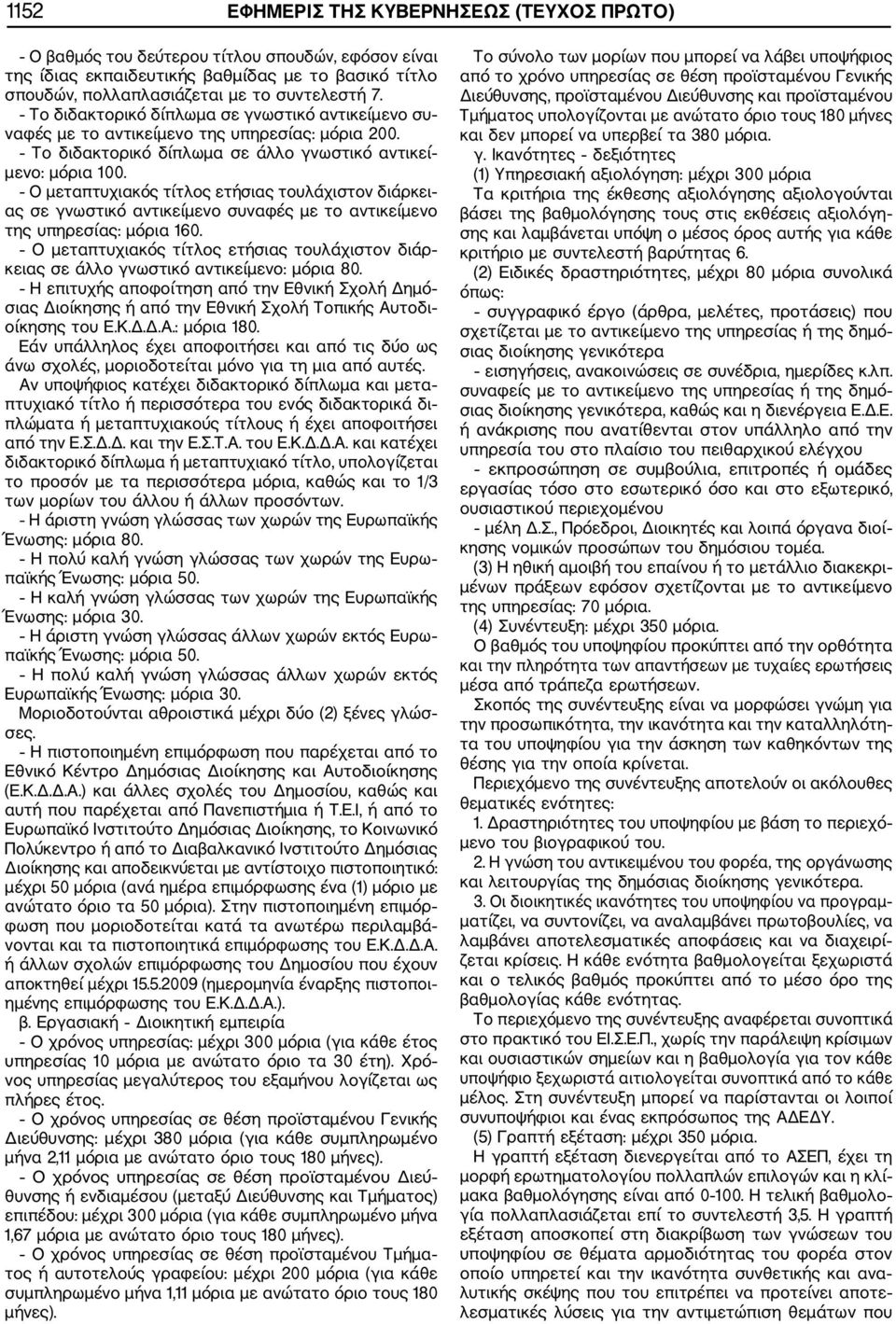 Ο μεταπτυχιακός τίτλος ετήσιας τουλάχιστον διάρκει ας σε γνωστικό αντικείμενο συναφές με το αντικείμενο της υπηρεσίας: μόρια 160.