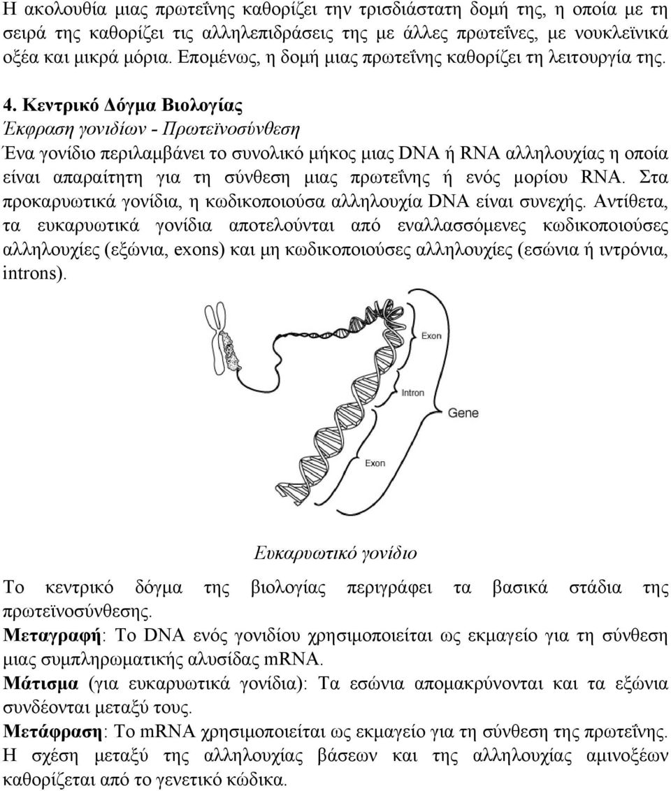 Κεντρικό Δόγμα Βιολογίας Έκφραση γονιδίων - Πρωτεϊνοσύνθεση Ένα γονίδιο περιλαμβάνει το συνολικό μήκος μιας DNA ή RNA αλληλουχίας η οποία είναι απαραίτητη για τη σύνθεση μιας πρωτεΐνης ή ενός µορίου