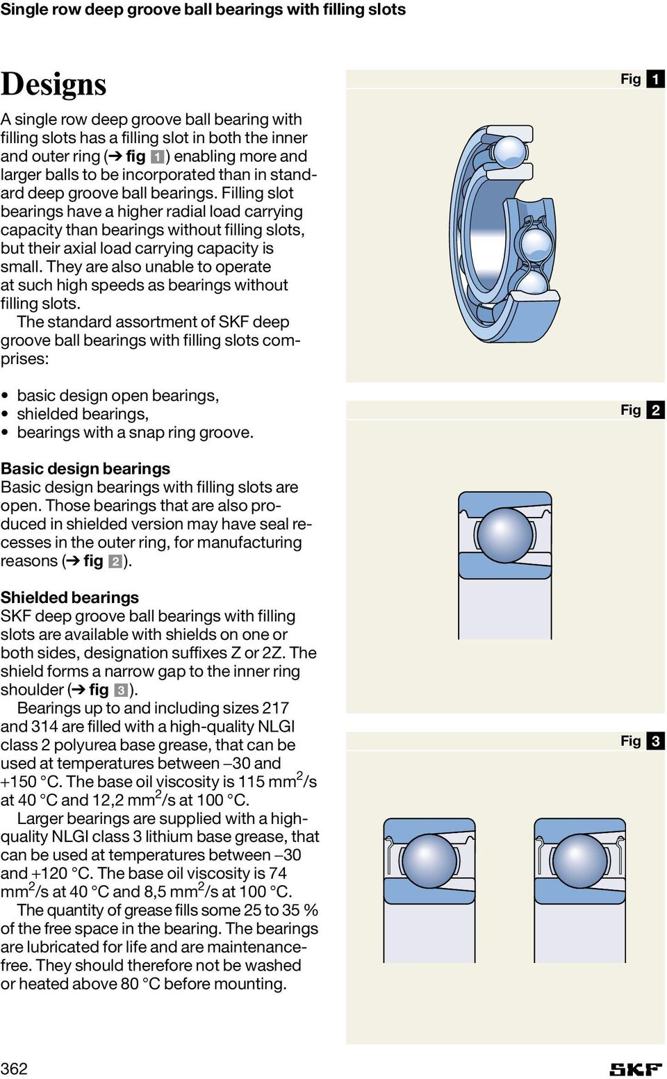 Filling slot bearings have a higher radial load carrying capacity than bearings without filling slots, but their axial load carrying capacity is small.