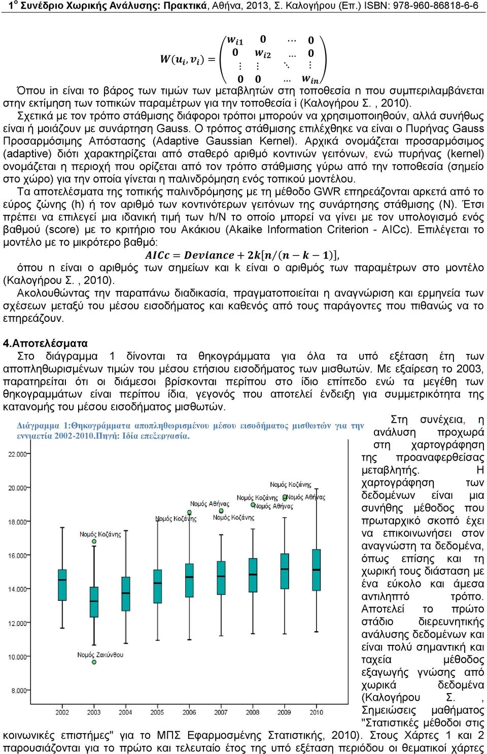 Ο τρόπος στάθμισης επιλέχθηκε να είναι ο Πυρήνας Gauss Προσαρμόσιμης Απόστασης (Adaptive Gaussian Kernel).