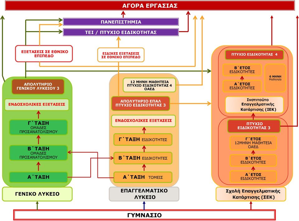 Επαγγελματικής Κατάρτισης (ΙΕΚ) Γ ΤΑΞΗ ΟΜΑΔΕΣ ΠΡΟΣΑΝΑΤΟΛΙΣΜΟΥ Β ΤΑΞΗ ΟΜΑΔΕΣ ΠΡΟΣΑΝΑΤΟΛΙΣΜΟΥ ΕΝΔΟΣΧΟΛΙΚΕΣ ΕΞΕΤΑΣΕΙΣ Γ ΤΑΞΗ ΕΙΔΙΚΟΤΗΤΕΣ Β ΤΑΞΗ ΕΙΔΙΚΟΤΗΤΕΣ ΠΤΥΧΙΟ