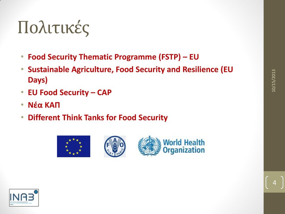 Security and Resilience (EU Days) EU Food