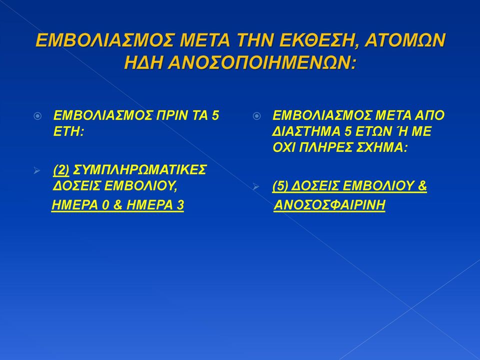 (2) ΣΥΜΠΛΗΡΩΜΑΤΙΚΕΣ ΔΟΣΕΙΣ ΕΜΒΟΛΙΟΥ, ΗΜΕΡΑ 0