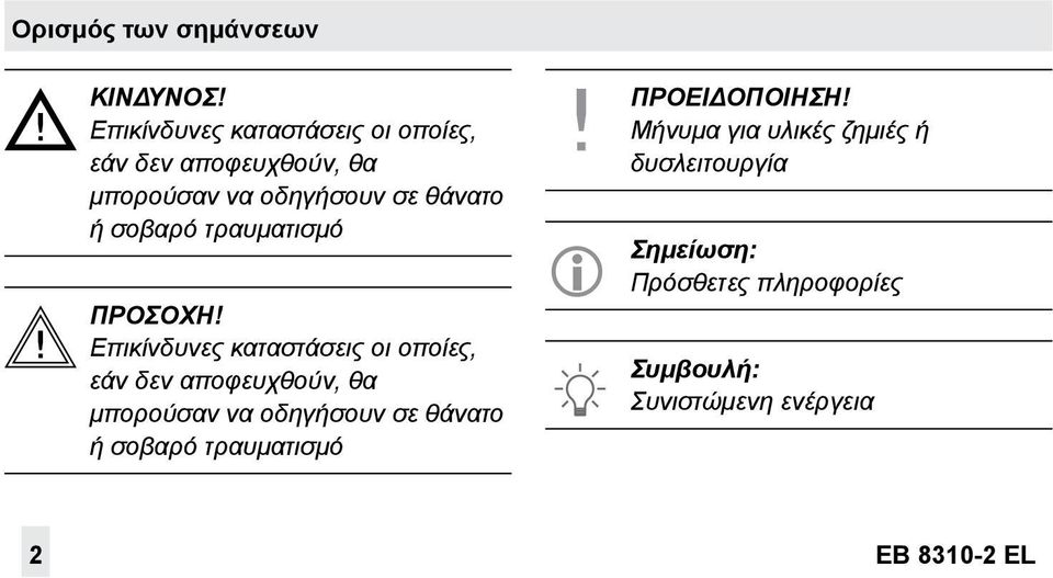 σοβαρό τραυματισμό ΠΡΟΣΟΧΗ!  σοβαρό τραυματισμό ΠΡΟΕΙΔΟΠΟΙΗΣΗ!