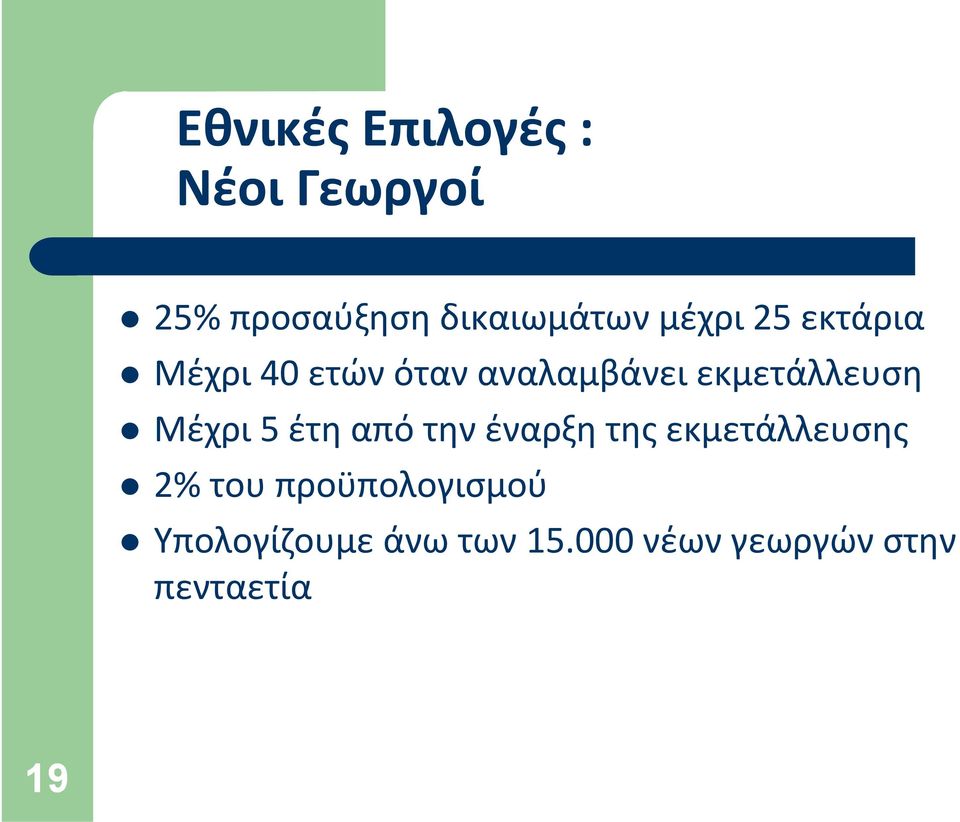 Μέχρι 5 έτη από την έναρξη της εκμετάλλευσης 2% του