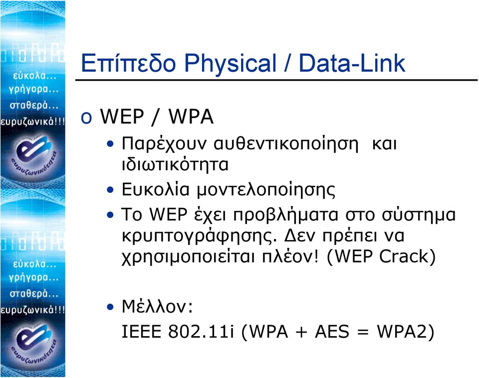 WEP έχει προβλήματα στο σύστημα κρυπτογράφησης.