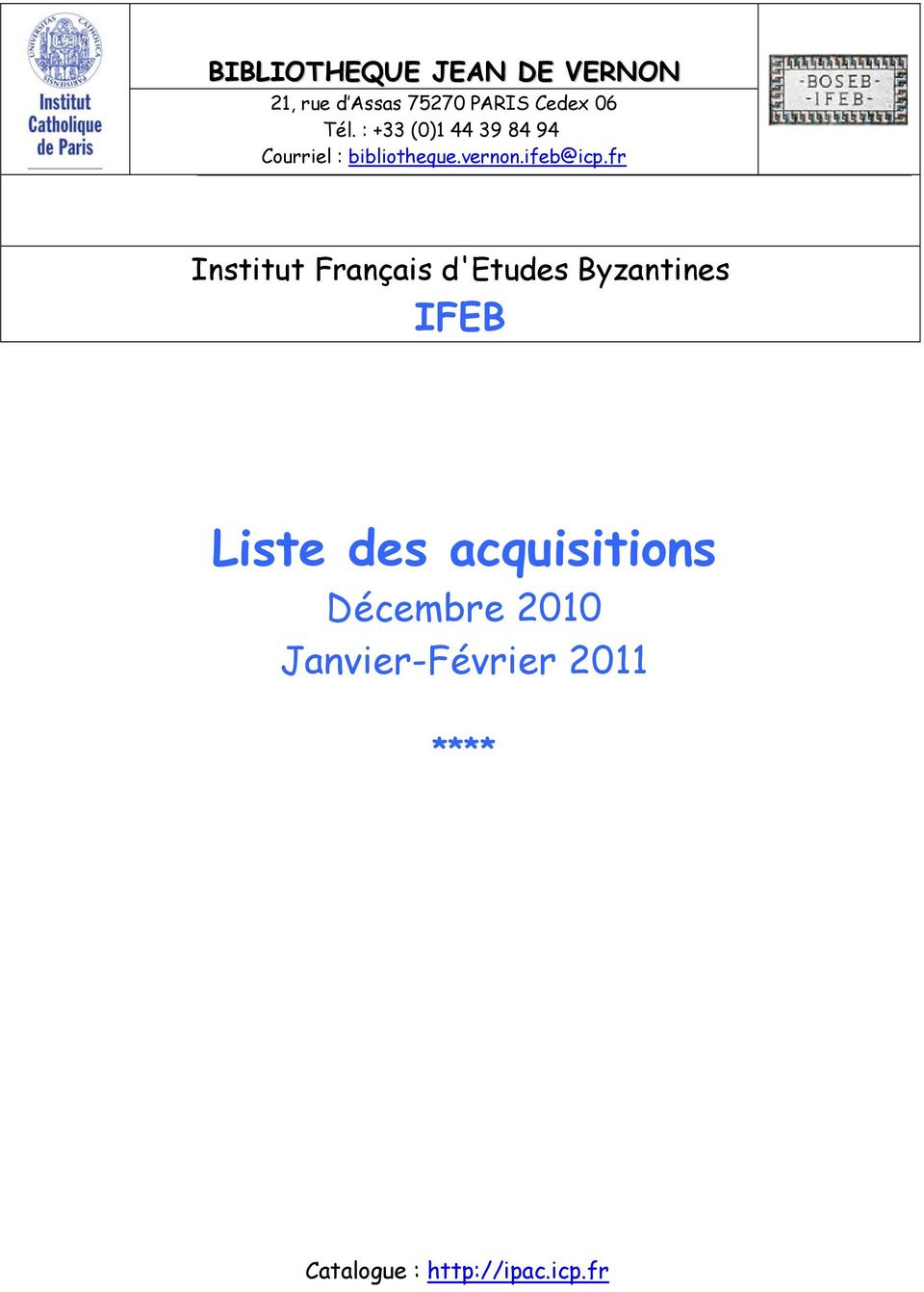 fr Institut Français d'etudes Byzantines IFEB Liste des
