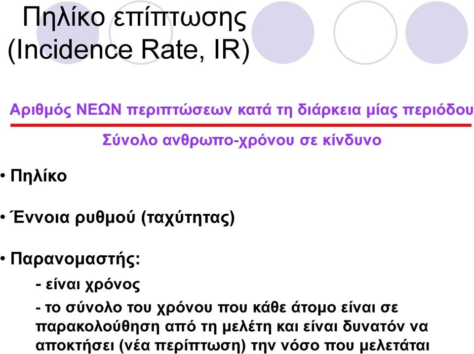 Παρανοµαστής: - είναι χρόνος - το σύνολο του χρόνου που κάθε άτοµο είναι σε