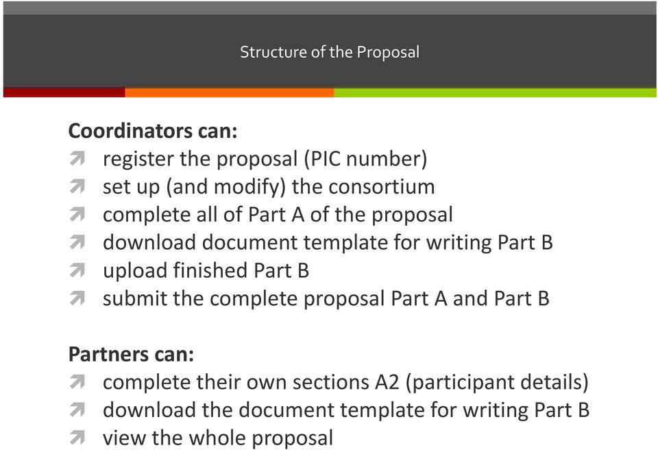 finished Part B submit the complete proposal Part A and Part B Partners can: complete their own