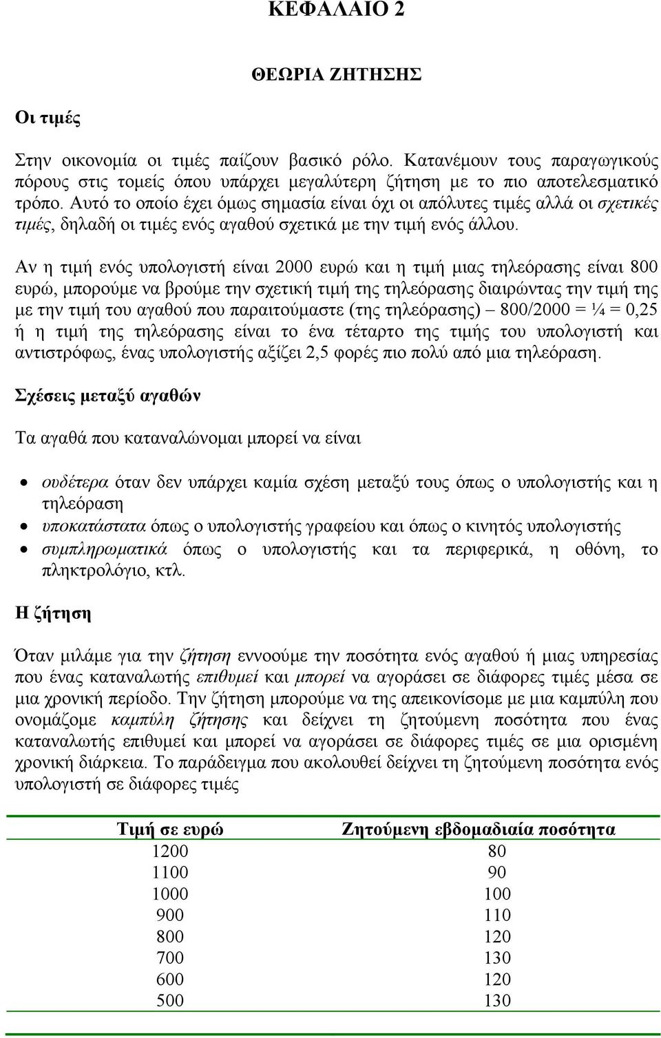 Αν η τιµή ενός υπολογιστή είναι 2 ευρώ και η τιµή µιας τηλεόρασης είναι 8 ευρώ, µπορούµε να βρούµε την σχετική τιµή της τηλεόρασης διαιρώντας την τιµή της µε την τιµή του αγαθού που παραιτούµαστε