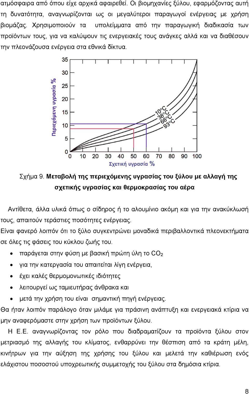 Μεταβολή της περιεχόμενης υγρασίας του ξύλου με αλλαγή της σχετικής υγρασίας και θερμοκρασίας του αέρα Αντίθετα, άλλα υλικά όπως ο σίδηρος ή το αλουμίνιο ακόμη και για την ανακύκλωσή τους, απαιτούν