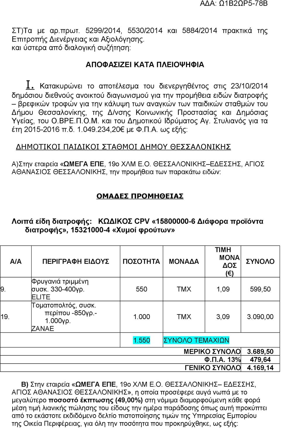 Δήμου Θεσσαλονίκης, της Δ/νσης Κοινωνικής Προστασίας και Δημόσιας Υγείας, του Ο.ΒΡΕ.Π.Ο.Μ. και του Δημοτικού Ιδρύματος Αγ