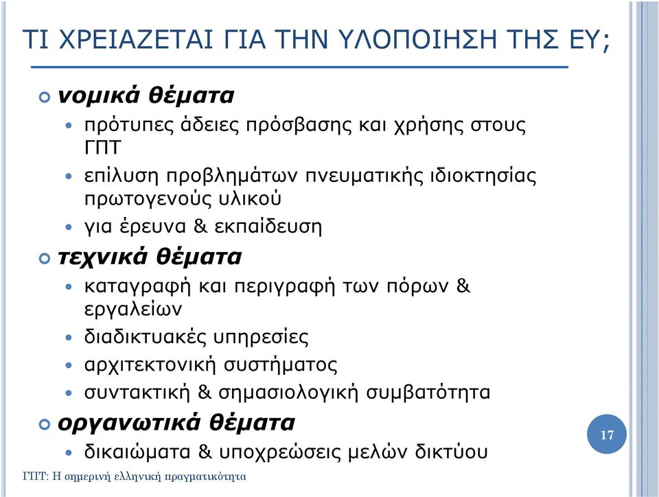 θέματα καταγραφή και περιγραφή των πόρων & εργαλείων διαδικτυακές υπηρεσίες αρχιτεκτονική