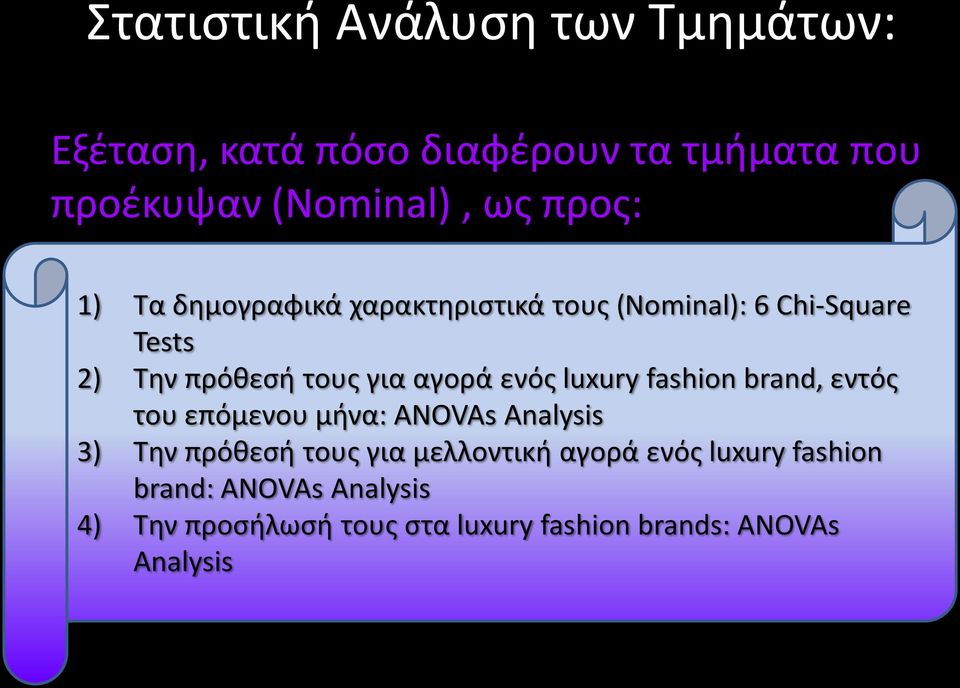 ενός luxury fashion brand, εντός του επόμενου μήνα: ANOVAs Analysis 3) Την πρόθεσή τους για μελλοντική