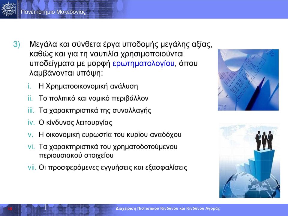 Το πολιτικό και νομικό περιβάλλον iii. Τα χαρακτηριστικά της συναλλαγής iv. Ο κίνδυνος λειτουργίας v.