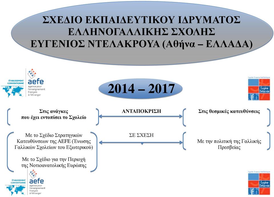 Σχέδιο Στρατηγικών Κατευθύνσεων της AEFE (Ένωσης Γαλλικών Σχολείων του Εξωτερικού) Με το