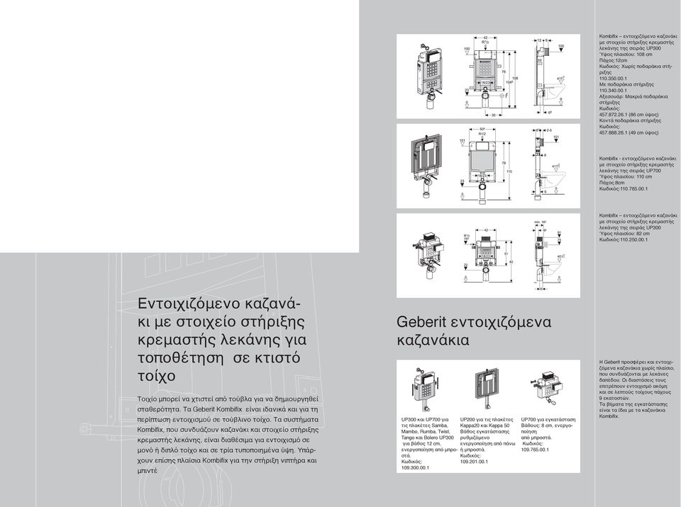 418 Kombifix - εντοιχιζόμενο καζανάκι με στοιχείο στήριξης κρεμαστής λεκάνης της σειράς UP700 