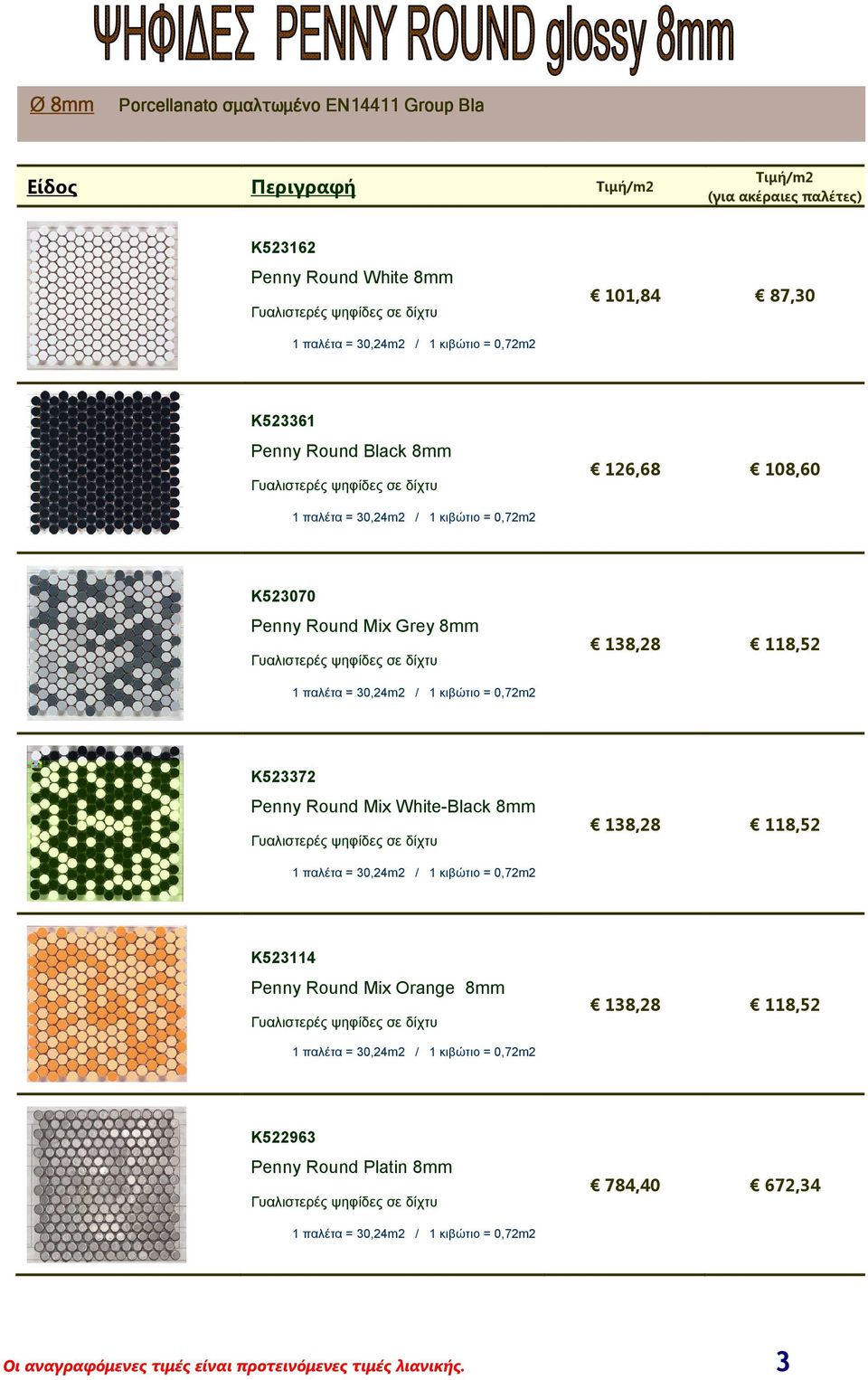 K523372 Penny Round Mix White-Black 8mm 138,28 118,52 K523114 Penny Round Mix Orange 8mm 138,28