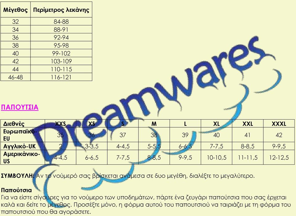 10-10,5 11-11,5 12-12,5 Παπούτσια Για να είστε σίγουρες για το νούμερο των υποδημάτων, πάρτε ένα ζευγάρι παπούτσια που σας