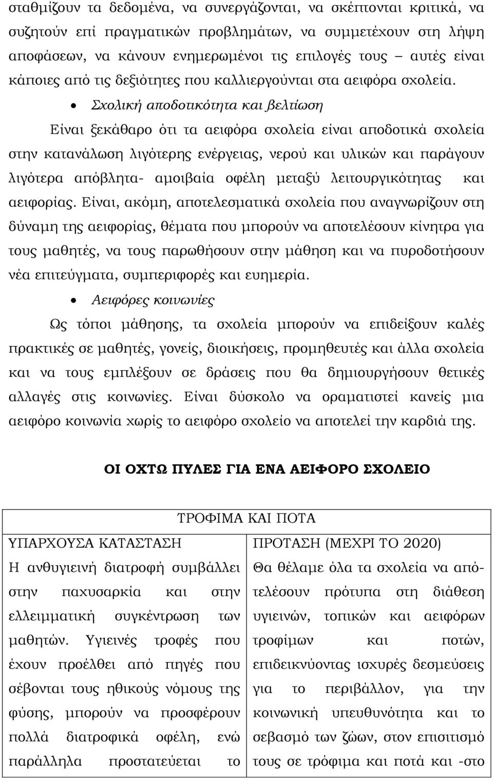 Σχολική αποδοτικότητα και βελτίωση Είναι ξεκάθαρο ότι τα αειφόρα σχολεία είναι αποδοτικά σχολεία στην κατανάλωση λιγότερης ενέργειας, νερού και υλικών και παράγουν λιγότερα απόβλητα- αμοιβαία οφέλη