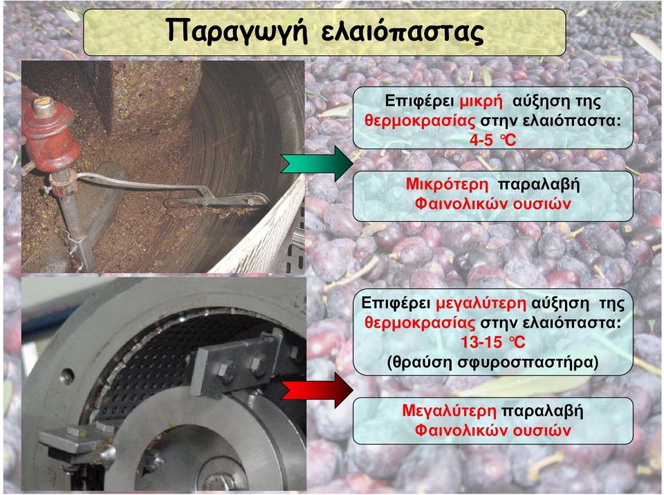 Επιφέρει µεγαλύτερη αύξηση της θερµοκρασίας στην ελαιόπαστα: