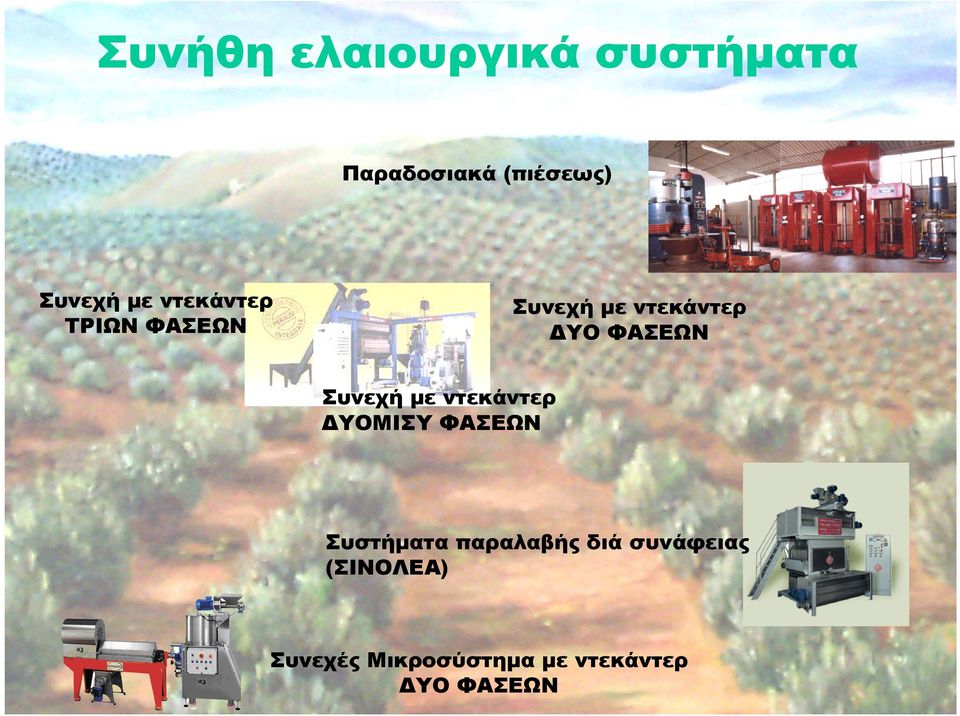 Συνεχή µε ντεκάντερ ΥΟΜΙΣΥ ΦΑΣΕΩΝ Συστήµατα παραλαβής διά