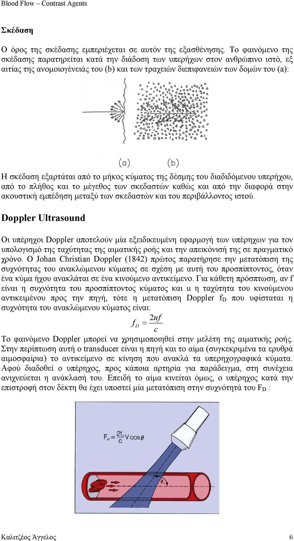 το µήκος κύµατος της δέσµης του διαδιδόµενου υπερήχου, από το πλήθος και το µέγεθος των σκεδαστών καθώς και από την διαφορά στην ακουστική εµπέδηση µεταξύ των σκεδαστών και του περιβάλλοντος ιστού.