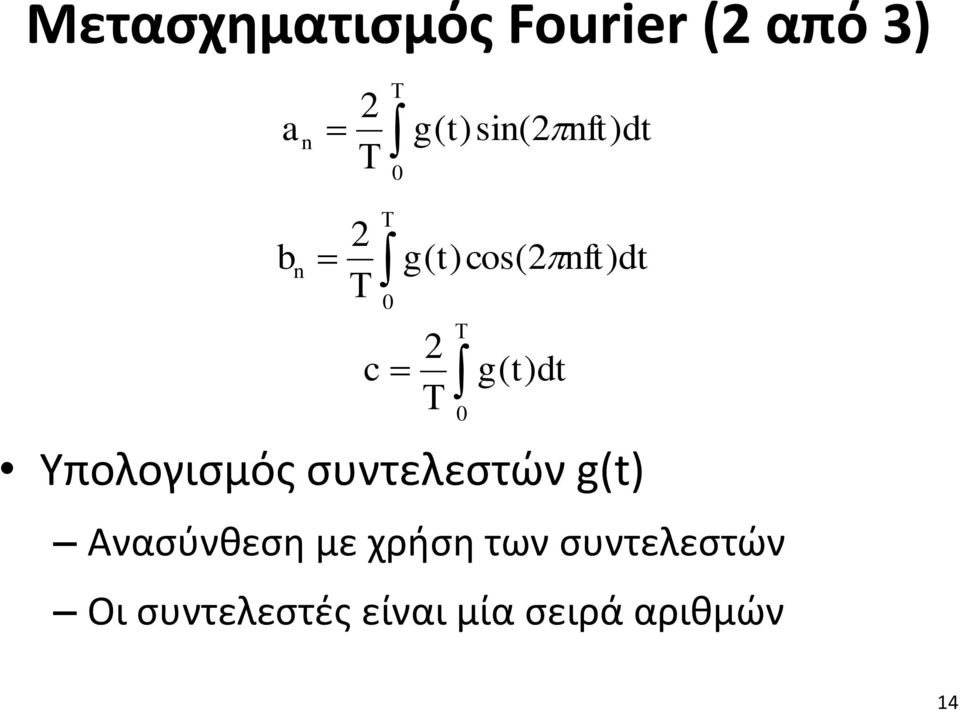 0 g( t)cos(2nft ) dt Ανασύνθεση με χρήση των