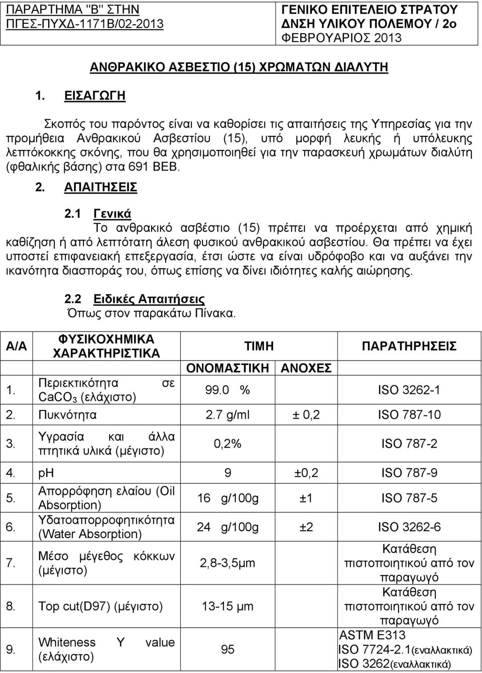 λεπτόκοκκης σκόνης, που θα χρησιµοποιηθεί για την παρασκευή χρωµάτων διαλύτη (φθαλικής βάσης) στα 691 ΒΕΒ. 2. ΑΠΑΙΤΗΣΕΙΣ 2.
