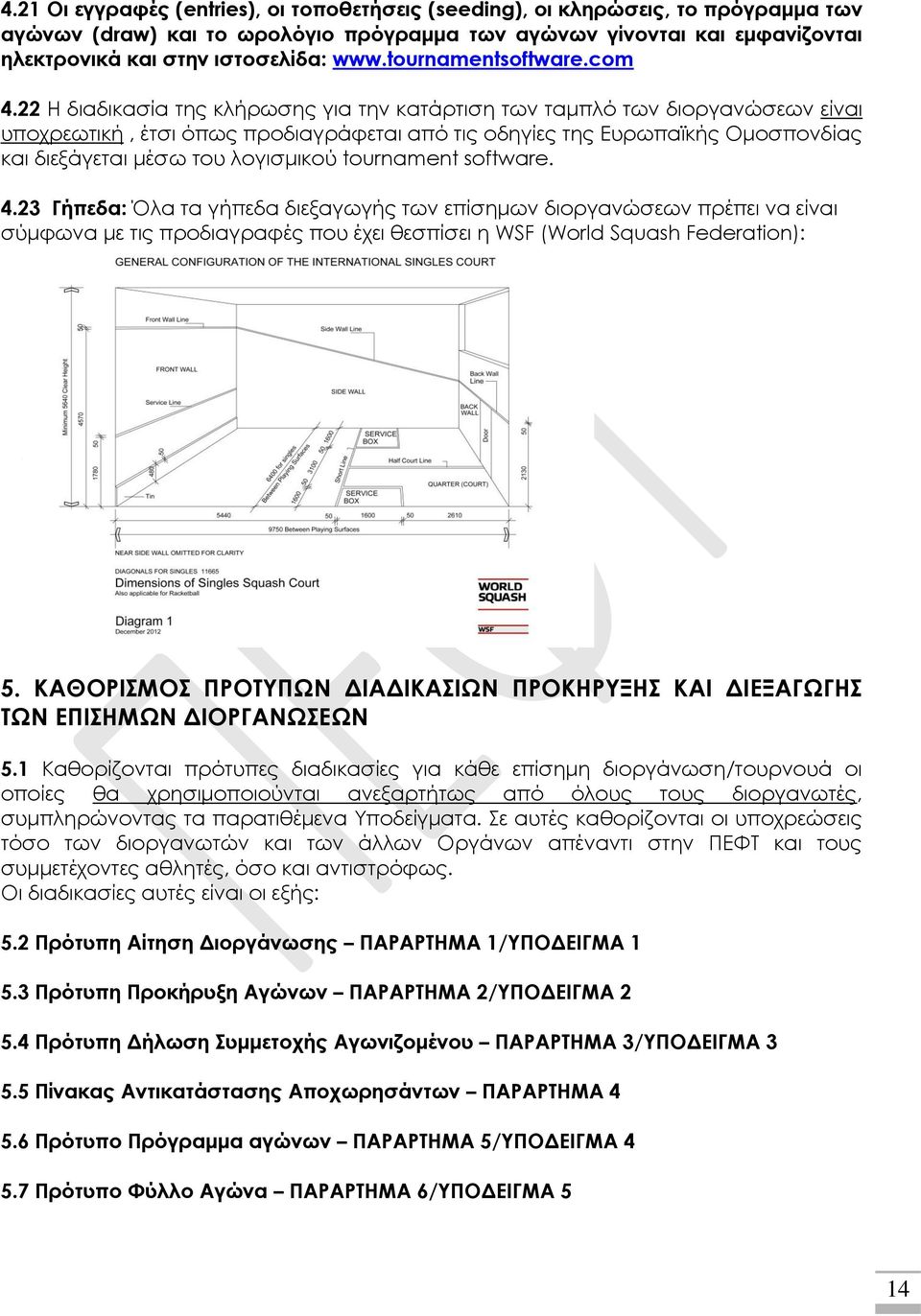 22 Η διαδικασία της κλήρωσης για την κατάρτιση των ταμπλό των διοργανώσεων είναι υποχρεωτική, έτσι όπως προδιαγράφεται από τις οδηγίες της Ευρωπαϊκής Ομοσπονδίας και διεξάγεται μέσω του λογισμικού