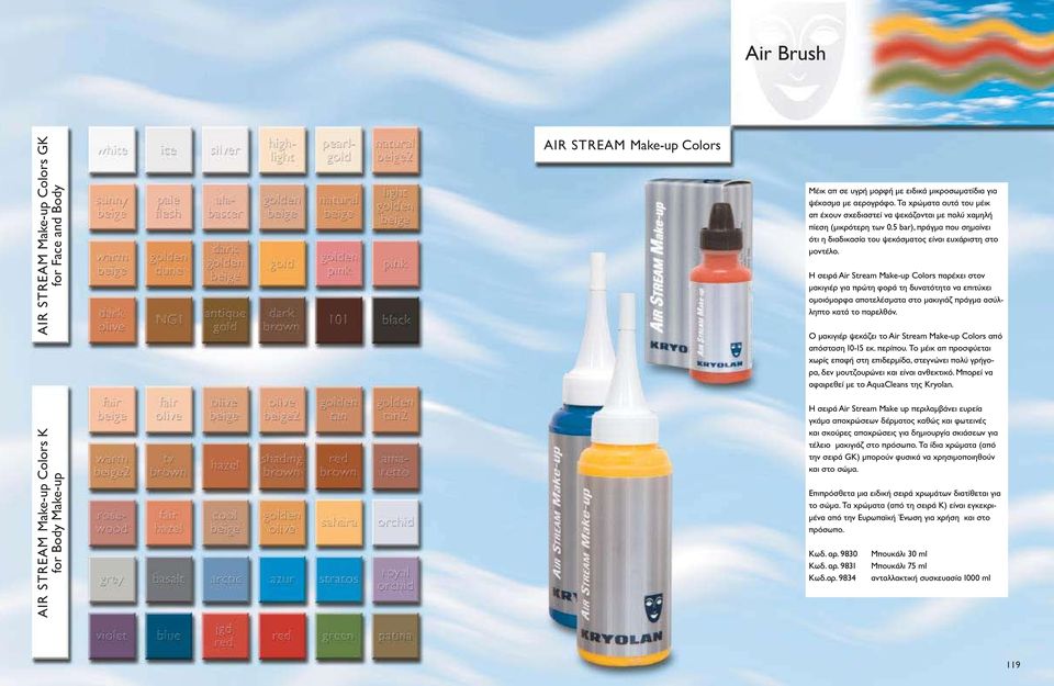 απ These έχουν make-up σχεδιαστεί colors να ψεκάζονται have beenμε designed πολύ χαμηλή to be πίεση sprayed (μικρότερη at very low των 0.5 pressure bar), πράγμα (less than που σημαίνει 0.