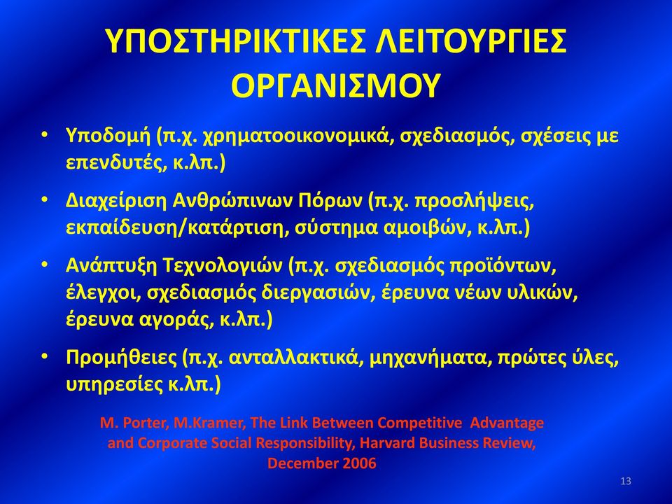 λπ.) Προμήθειες (π.χ. ανταλλακτικά, μηχανήματα, πρώτες ύλες, υπηρεσίες κ.λπ.) M. Porter, M.