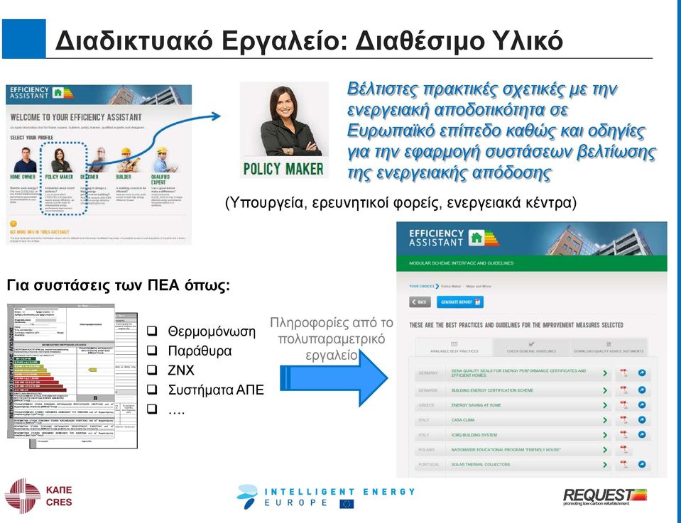 της ενεργειακής απόδοσης (Υπουργεία, ερευνητικοί φορείς, ενεργειακά κέντρα) Για συστάσεις