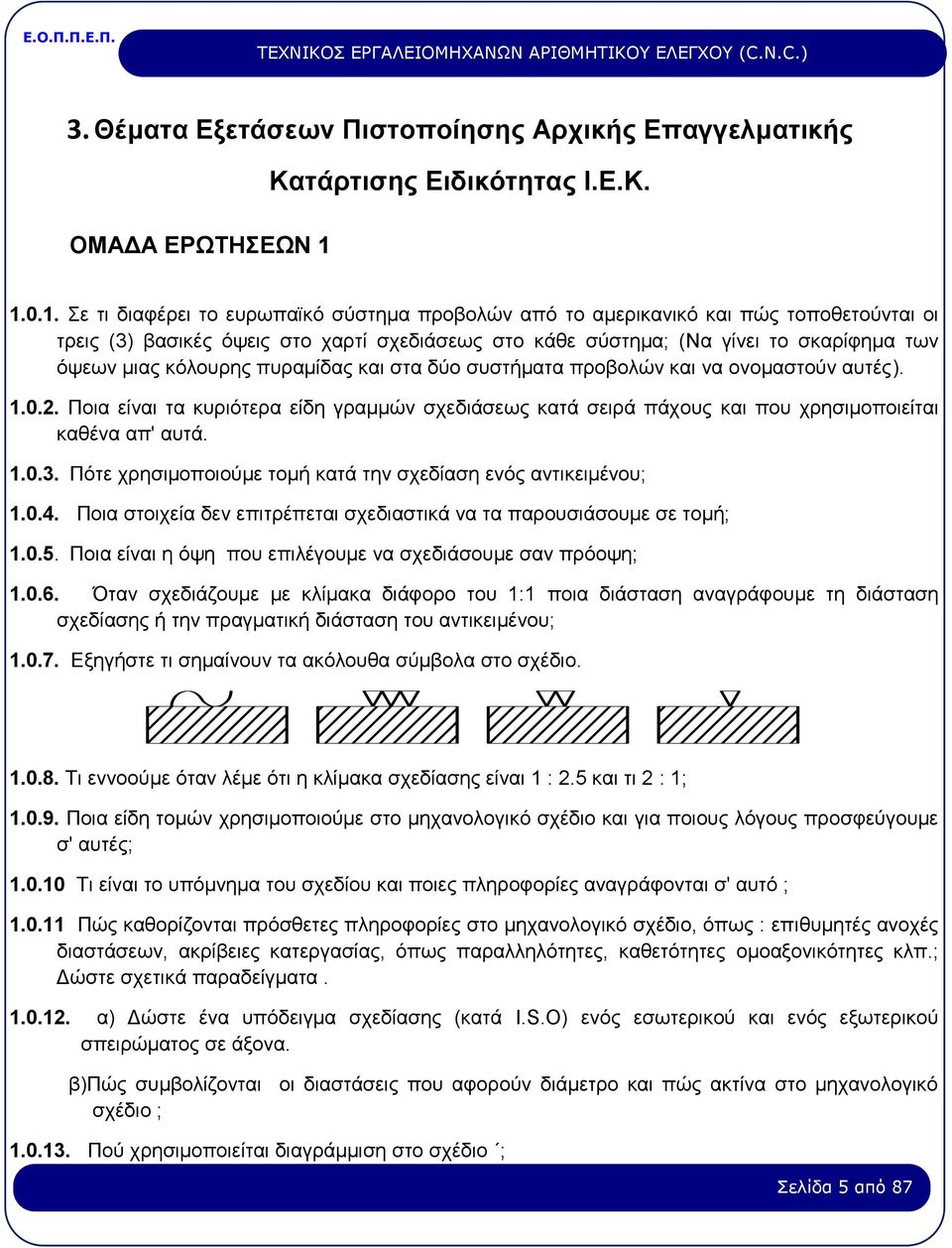 0.1. Σε τι διαφέρει το ευρωπαϊκό σύστημα προβολών από το αμερικανικό και πώς τοποθετούνται οι τρεις (3) βασικές όψεις στο χαρτί σχεδιάσεως στο κάθε σύστημα; (Να γίνει το σκαρίφημα των όψεων μιας