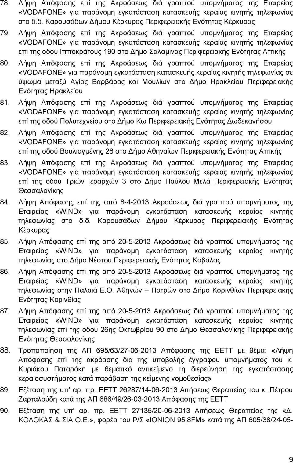 Λήψη Απόφασης επί της Ακροάσεως διά γραπτού υπομνήματος της Εταιρείας σε ύψωμα μεταξύ Αγίας Βαρβάρας και Μουλίων στο Δήμο Ηρακλείου Περιφερειακής Ενότητας Ηρακλείου 81.
