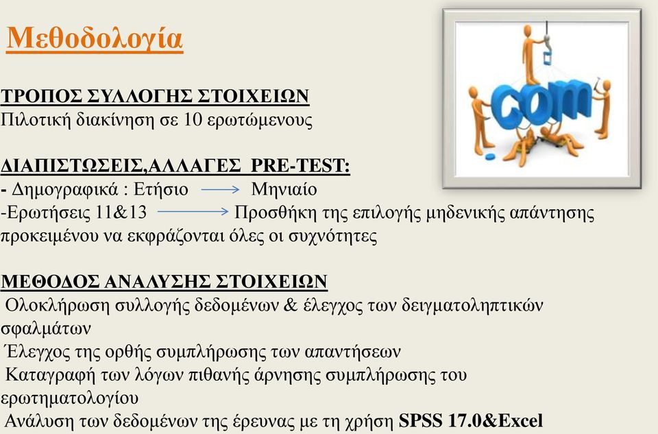 ΑΝΑΛΥΣΗΣ ΣΤΟΙΧΕΙΩΝ Ολοκλήρωση συλλογής δεδομένων & έλεγχος των δειγματοληπτικών σφαλμάτων Έλεγχος της ορθής συμπλήρωσης των