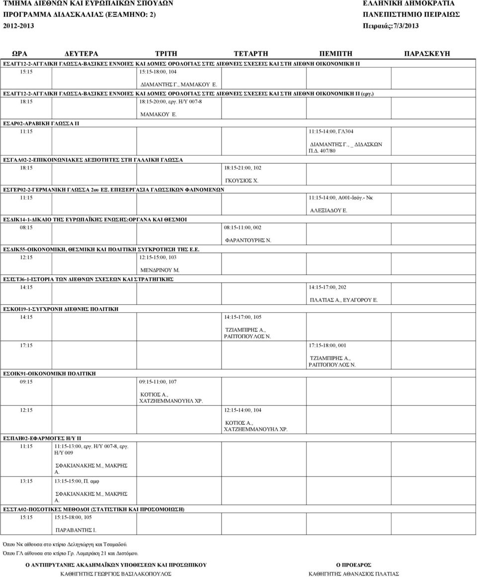 ΕΣΑΡ02-ΑΡΑΒΙΚΗ ΓΛΩΣΣΑ ΙΙ 11:15 11:15-14:00, ΓΛ304 ΕΣΓΑΛ02-2-ΕΠΙΚΟΙΝΩΝΙΑΚΕΣ ΔΕΞΙΟΤΗΤΕΣ ΣΤΗ ΓΑΛΛΙΚΗ ΓΛΩΣΣΑ 18:15 18:15-21:00, 102 ΕΣΓΕΡ02-2-ΓΕΡΜΑΝΙΚΗ ΓΛΩΣΣΑ 2ου ΕΞ.