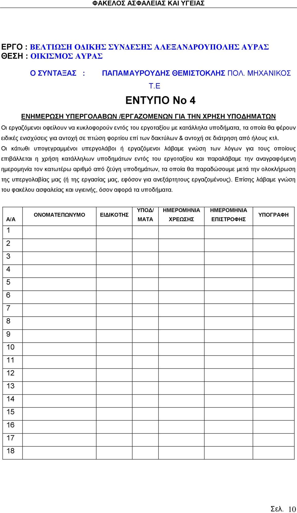 αντοχή σε πτώση φορτίου επί των δακτύλων & αντοχή σε διάτρηση από ήλους κτλ.