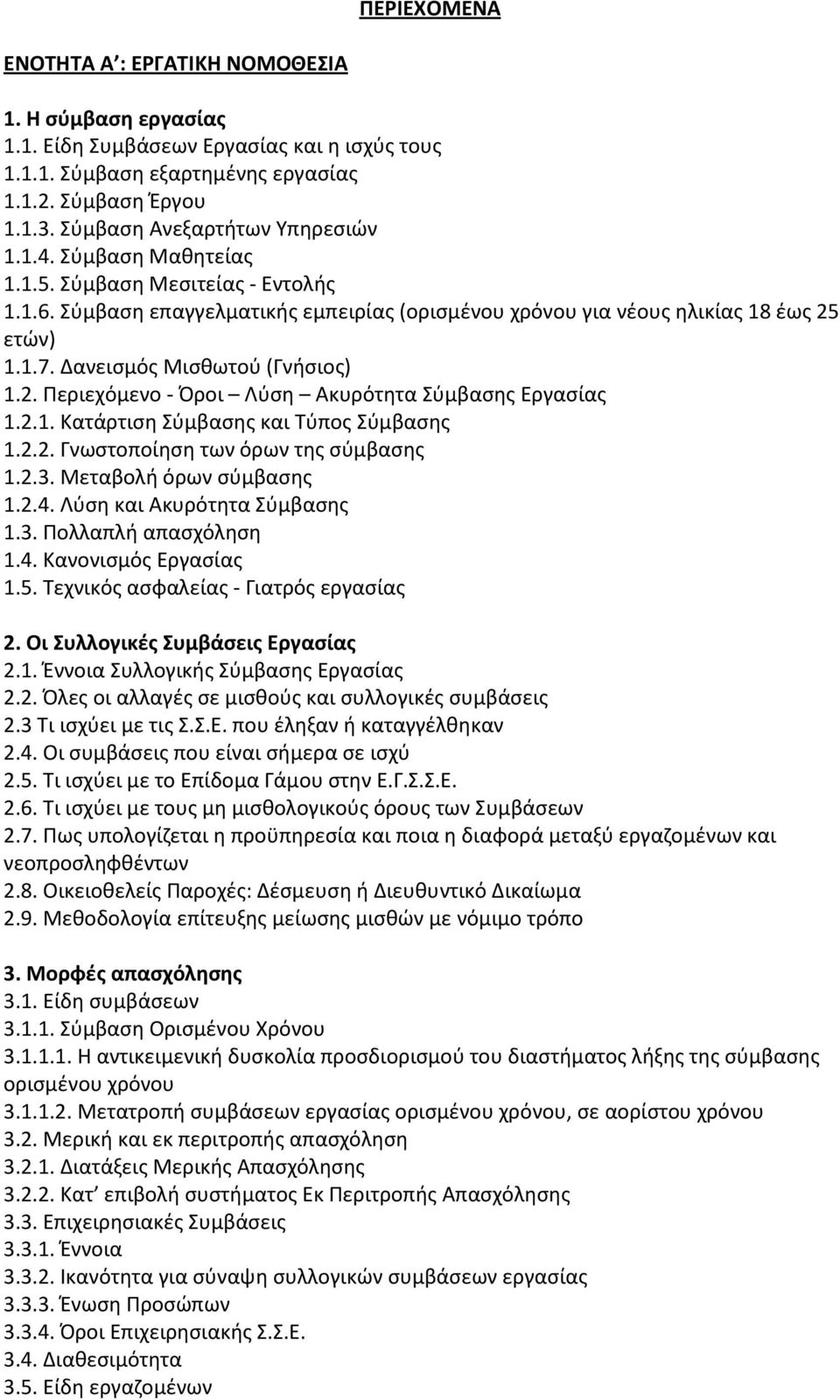 Δανεισμός Μισθωτού (Γνήσιος) 1.2. Περιεχόμενο - Όροι Λύση Ακυρότητα Σύμβασης Εργασίας 1.2.1. Κατάρτιση Σύμβασης και Τύπος Σύμβασης 1.2.2. Γνωστοποίηση των όρων της σύμβασης 1.2.3.