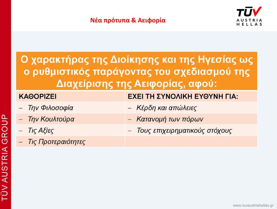 Φιλοσοφία Την Κουλτούρα Τις Αξίες Τις Προτεραιότητες ΕΧΕΙ ΤΗ ΣΥΝΟΛΙΚΗ