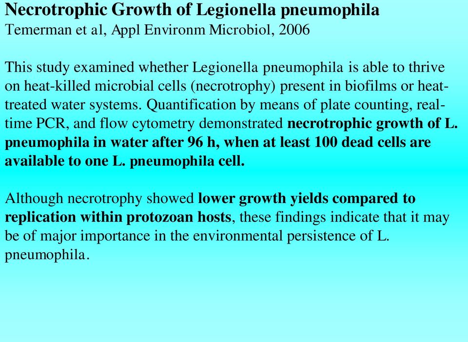 Quantification by means of plate counting, realtime PCR, and flow cytometry demonstrated necrotrophic growth of L.