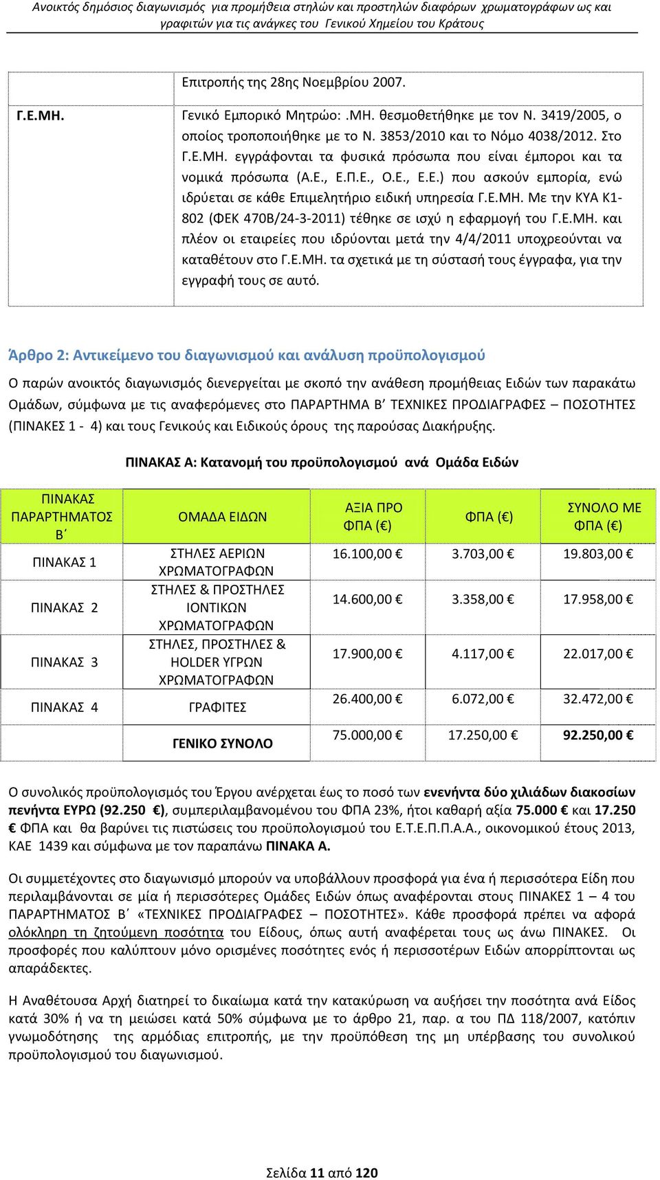 Ε., Ε.Ρ.Ε., Ο.Ε., Ε.Ε.) που αςκοφν εμπορία, ενϊ ιδρφεται ςε κάκε Επιμελθτιριο ειδικι υπθρεςία Γ.Ε.ΜΘ. Με τθν ΚΥΑ Κ1-802 (ΦΕΚ 470Β/24-3-2011) τζκθκε ςε ιςχφ θ εφαρμογι του Γ.Ε.ΜΘ. και πλζον οι εταιρείεσ που ιδρφονται μετά τθν 4/4/2011 υποχρεοφνται να κατακζτουν ςτο Γ.