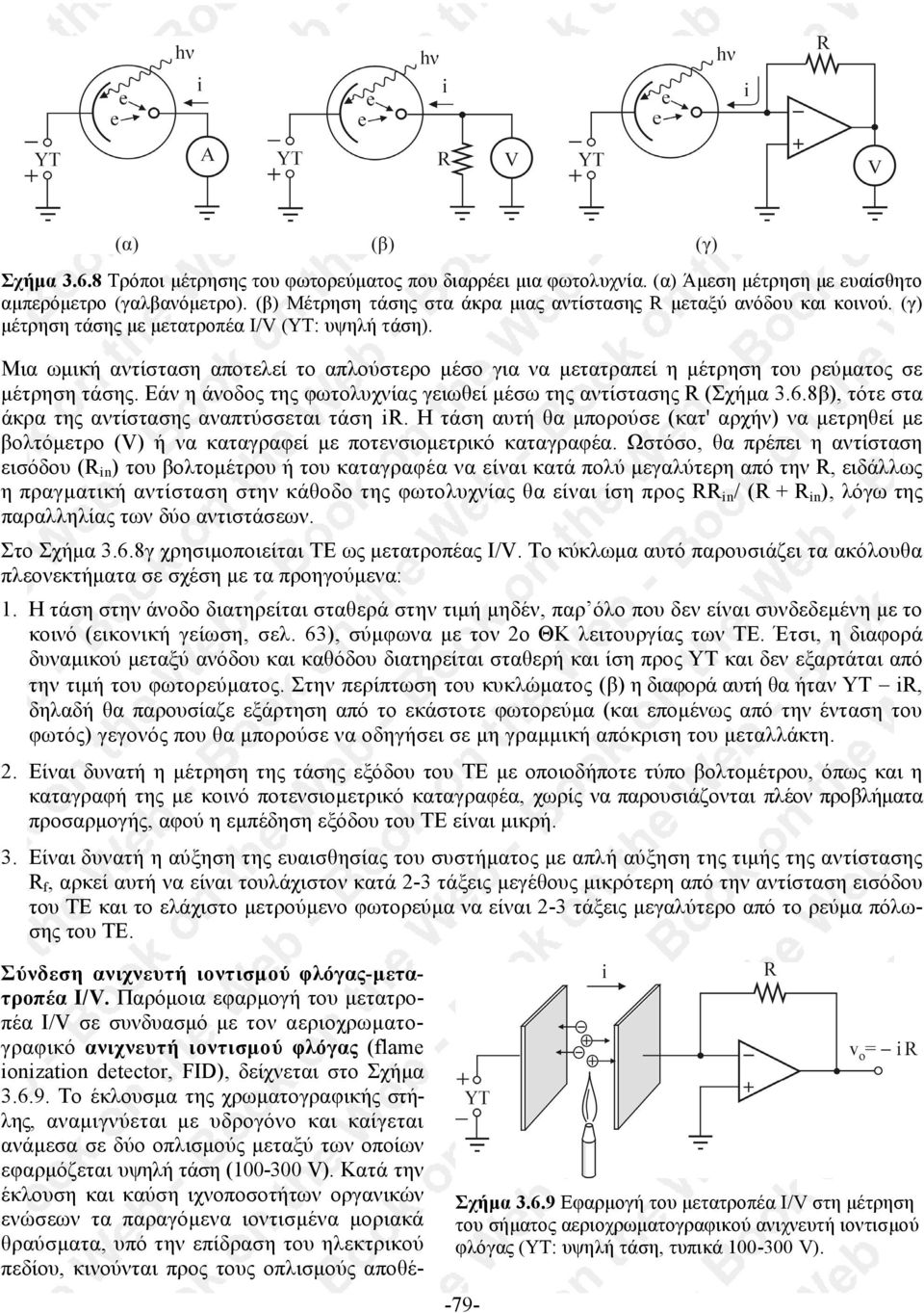 Μια ωµική αντίσταση αποτελεί το απλούστερο µέσο για να µετατραπεί η µέτρηση του ρεύµατος σε µέτρηση τάσης. Εάν η άνοδος της φωτολυχνίας γειωθεί µέσω της αντίστασης R (Σχήµα 3.6.