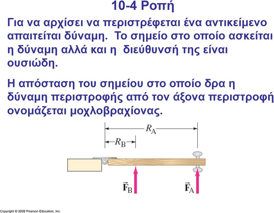 Το σηµείο στο οποίο ασκείται η δύναµη αλλά και η διεύθυνσή της