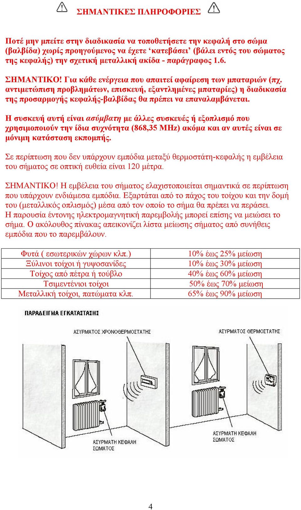 αντιμετώπιση προβλημάτων, επισκευή, εξαντλημένες μπαταρίες) η διαδικασία της προσαρμογής κεφαλής-βαλβίδας θα πρέπει να επαναλαμβάνεται.