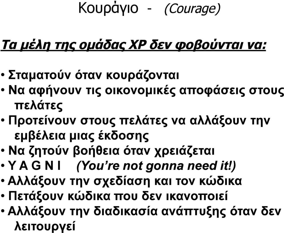 έκδοσης Να ζητούν βοήθεια όταν χρειάζεται Y A G N I (You re not gonna need it!