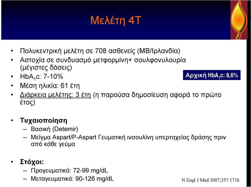 δημοσίευση αφορά το πρώτο έτος) Τυχαιοποίηση Βασική (Detemir) Μείγμα Aspart/P-Aspart Γευματική ινσουλίνη