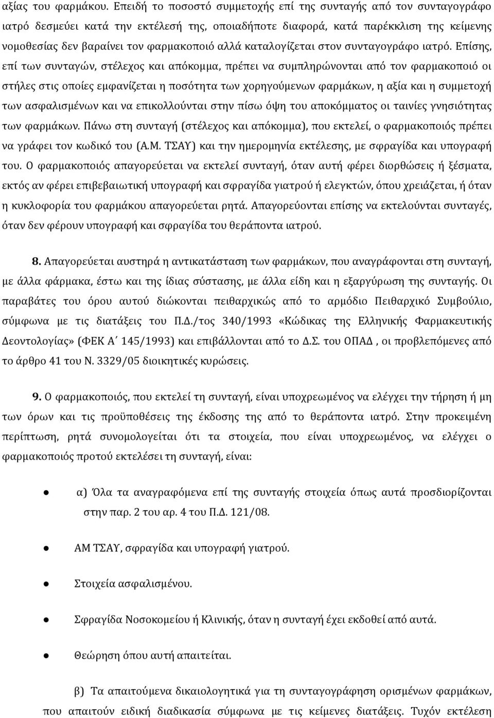 καταλογίζεται στον συνταγογράφο ιατρό.