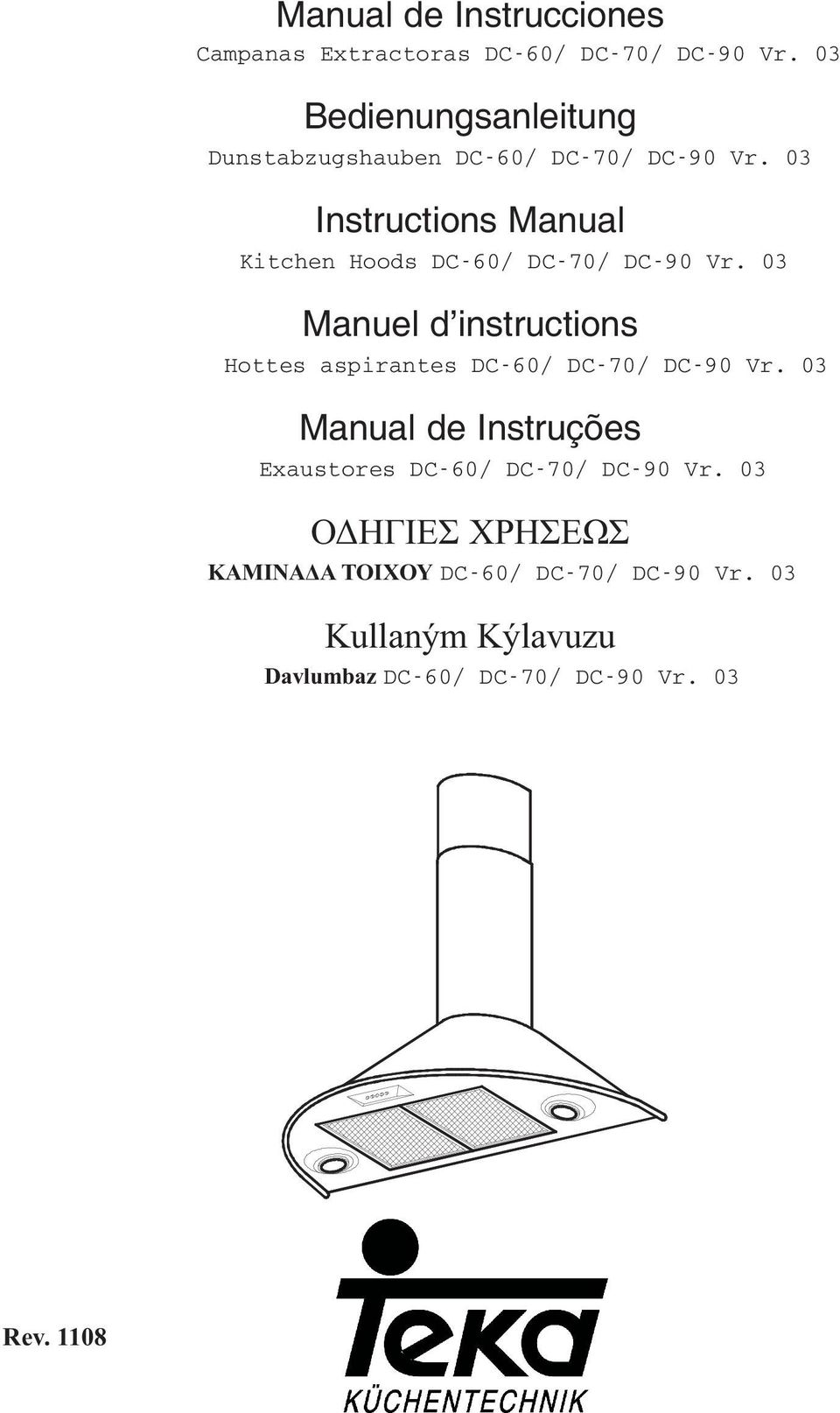 03 Instructions Manual Kitchen Hoods DC-60/ DC-70/ DC-90 Vr.